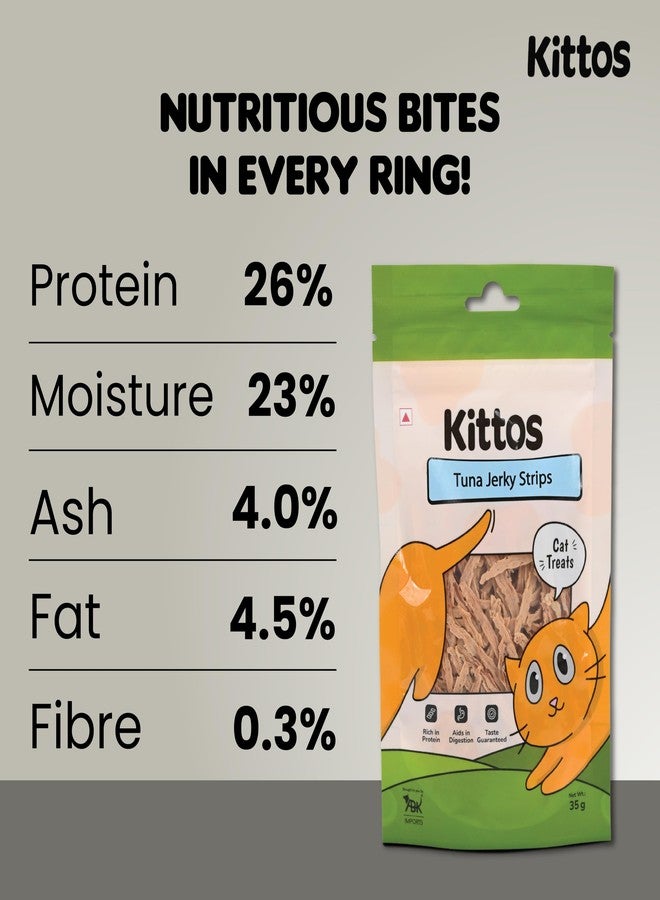 Trixie Combo of - Trixie 2 Balls on Sisal Rope Toy, 4.5 cm with 3 Pack of Kittos Tuna Jerky Strips Treats for Cats, 35 g Each - Image 4